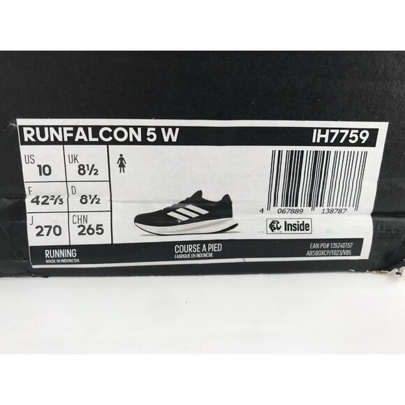 Adidas Run Falcon 5 Sneaker Shoes Women’s Size 10 Black White - Picture 10 of 12